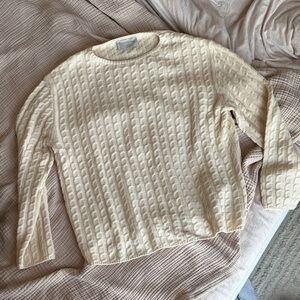 Everlane wool cotton crewneck cable sweater